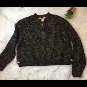 Black/Gold Cropped Sweater